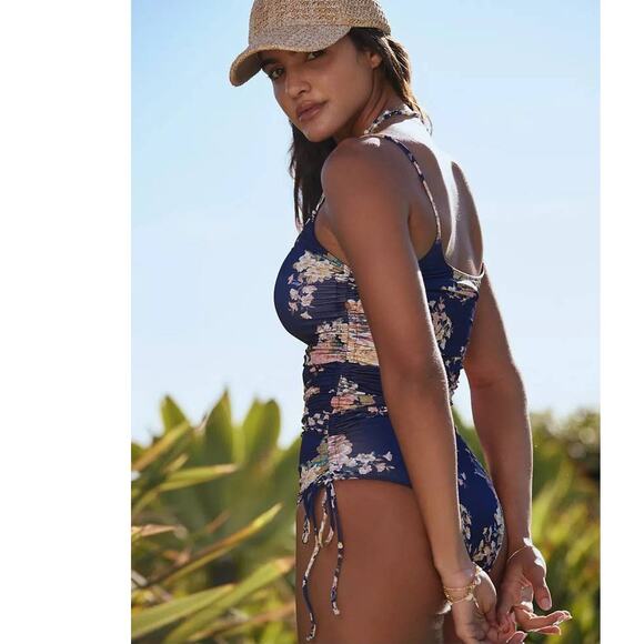New Anthropologie Saint Maddox Marie Floral One-Piece Swimsuit $172 Blue - Picture 3 of 3